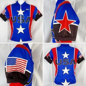 USA Stars America Patriotic Kucharik 1/2 Zip M Cycling Jersey Medium Mens 40x26